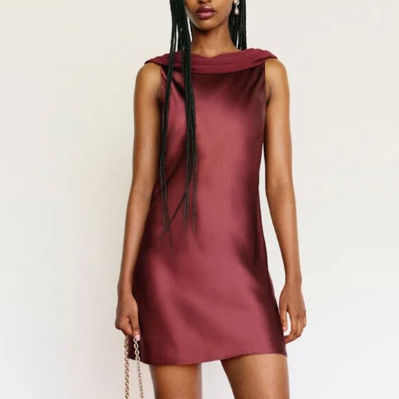 BEST Reformation Jonelle Mini Dress Small Romance Wine Red Floral Silk - Picture 3 of 9